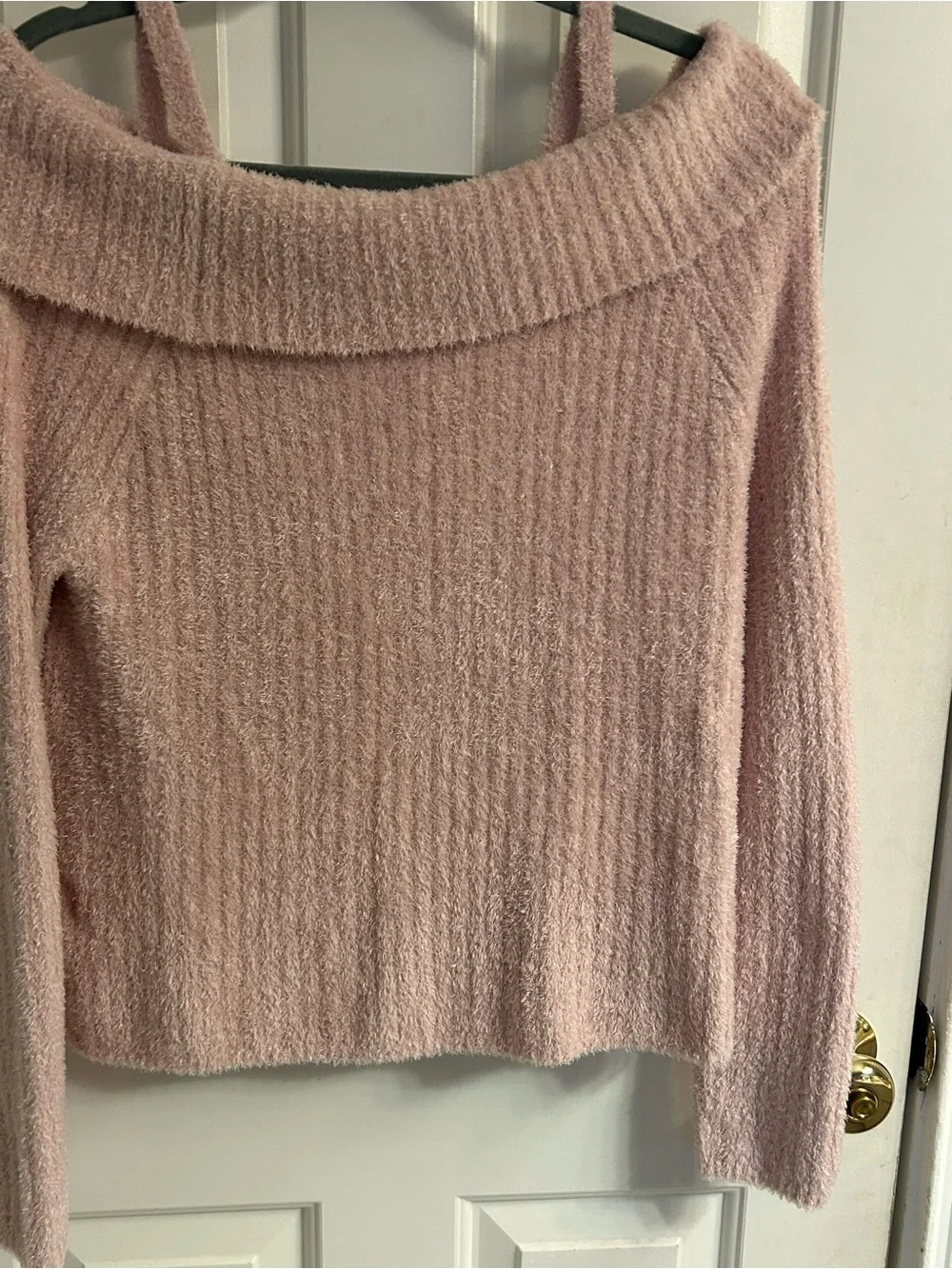 Girls abercrombie kids blush pink off-shoulder fuzzy sweater
